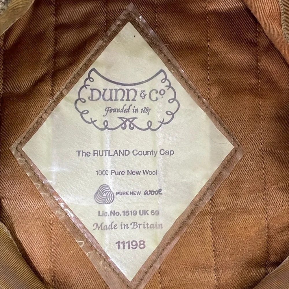 Vintage Dunn & Co Rutland County Cap Wool Cabbie Newsboy Brown Tweed Size 7